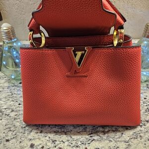 Louis Vuitton Capucines Mini Top Handle Bag in Red